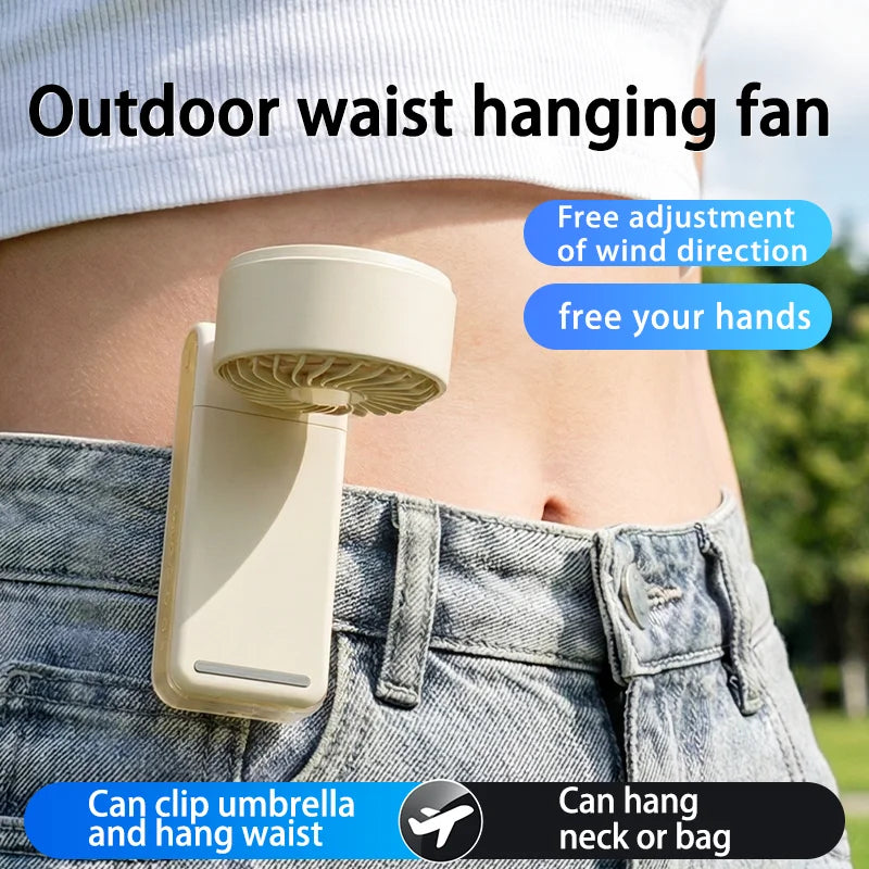 5-speed Portable Camping Cooling Fan with Clip Foldable Handheld Fans Home High Wind Speed Cooling Blower 3000mAh Lanyard Fans Oasis Select
