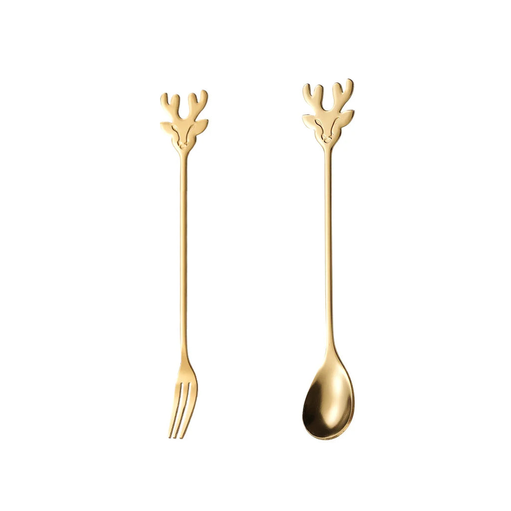 304 Stainless Steel Christmas Reindeer Coffee Spoon Elegant Dessert Stirring Stick for Tea Hot Chocolate Kitchen Bar Tools Oasis Select
