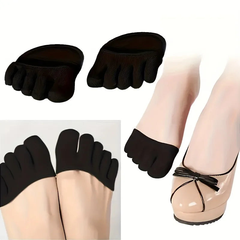 Summer Half Palm Five Fingers Socks Invisible Thin High Heel Front Foot Open Toe Socks Women Shallow Sandals Split-Toe Sock Oasis Select