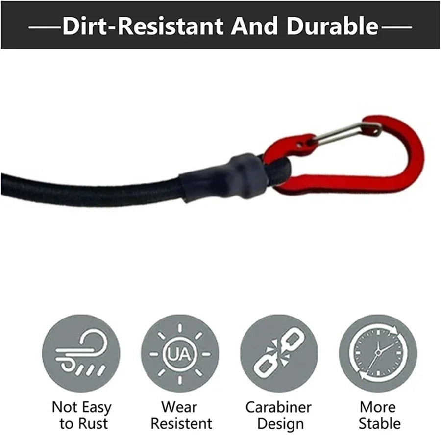 30-210cm 8mm Packing Ropes Outdoor Elastic Bungee Cords with Red Hooks Stretch Lightweight for Bikes Car Luggage Roof Rack Strap Oasis Select