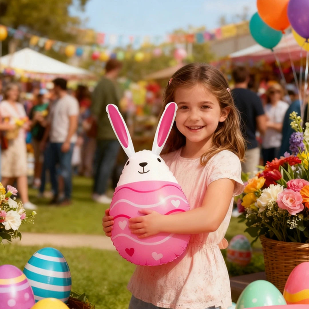 Inflatable Colorful Rabbit Egg Christmas Easter Toys Home Garden Decorations Accessories for Festival Party Outdoor Sport Toy Oasis Select