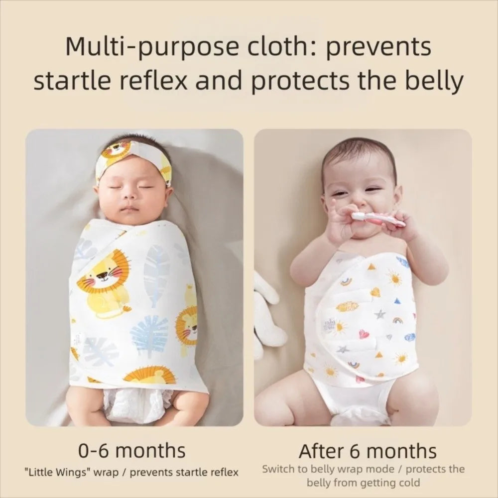 Comfortable Anti-startle Sleeping Bag Cotton Single Layer Swaddle Blanket Cartoon Newborn Wrap Oasis Select