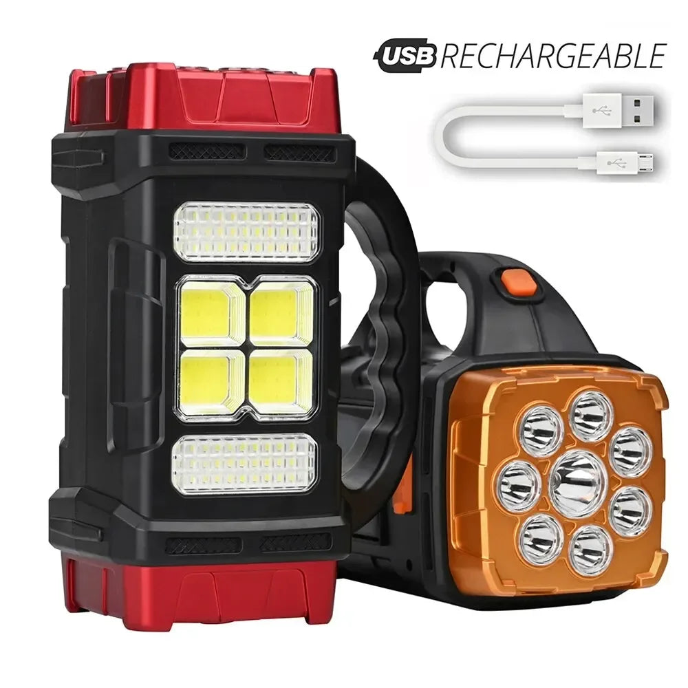 High Power Led Flashlights Camping Torch Work Light Solar Charge 4 Gear USB Rechargeable Light Waterproof Light for Outdoor Oasis Select