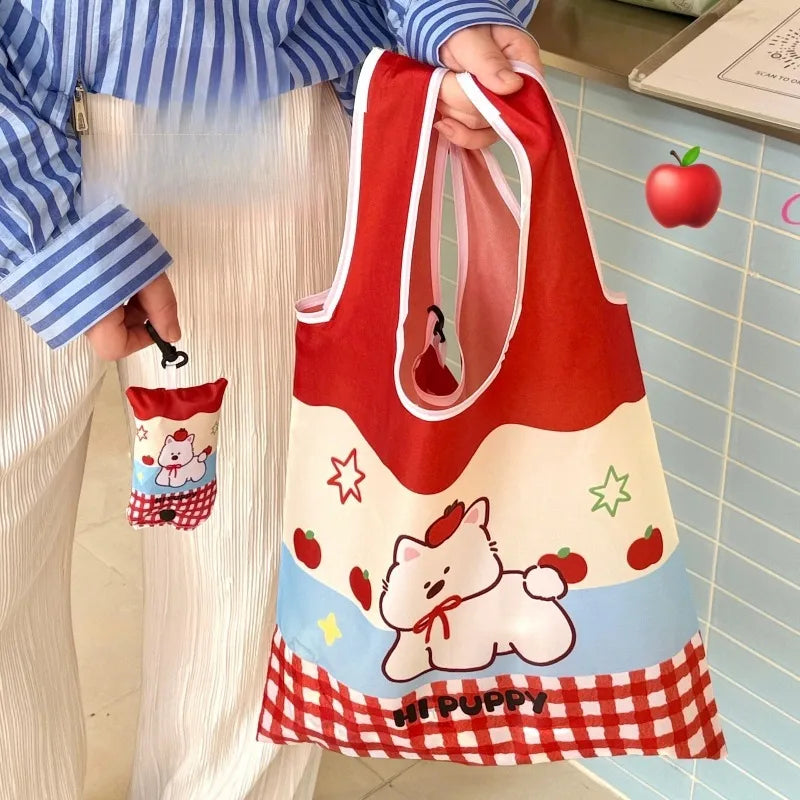 Cute Foldable Shopping Large Capacity Eco-friendly Tote Bag Portable Reusable Bag for Supermarket Daily Use Oasis Select