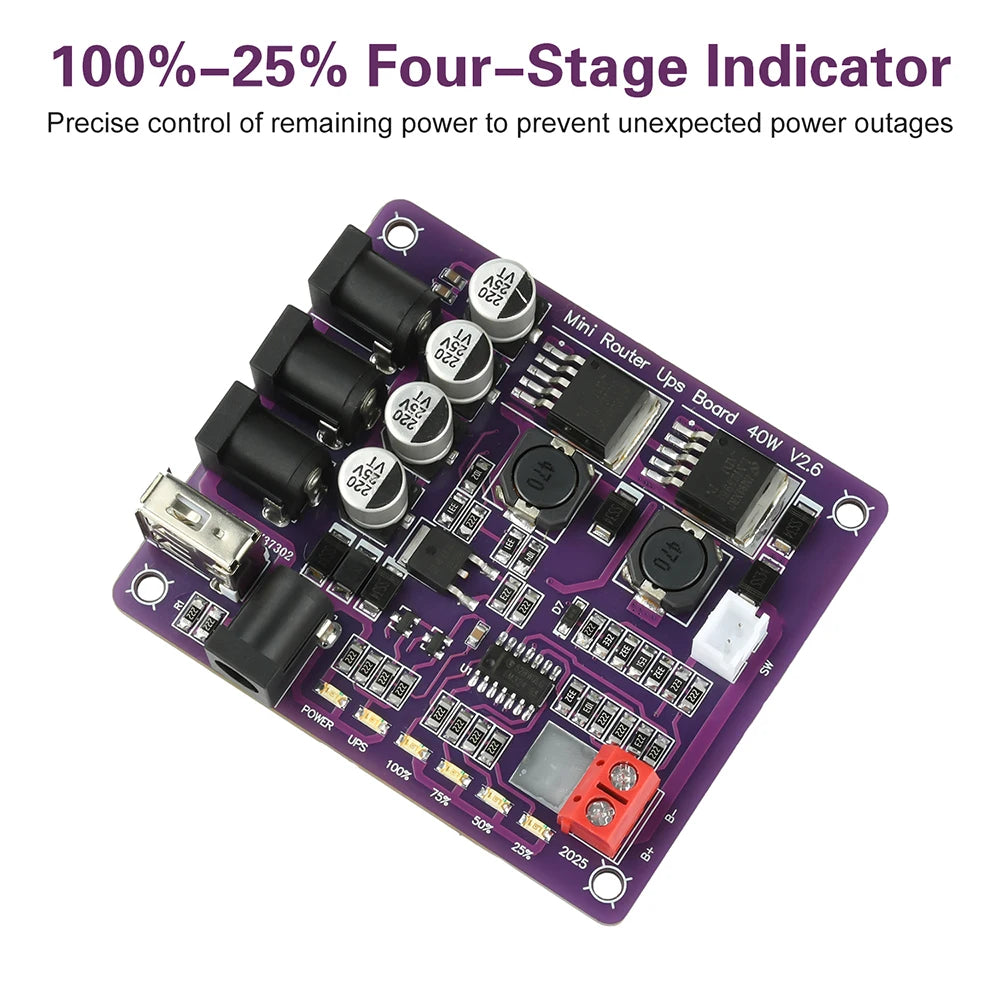 40W Mini Router UPS Board DC 12.6V To 13.0V UPS Step Up Down Board Buck Converter Power Supply Module Oasis Select