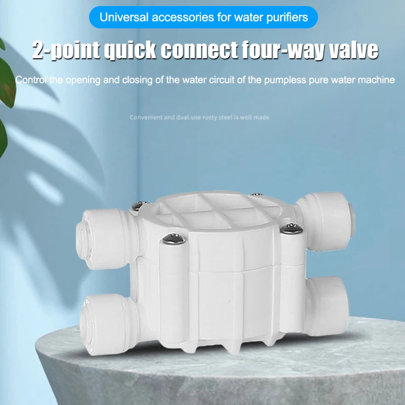 4 Way RO Auto Shut-Off Valve Switch 1/4" Water Purifier Reverse Osmosis Straight Drink Machines Quick Connect Fitting Oasis Select