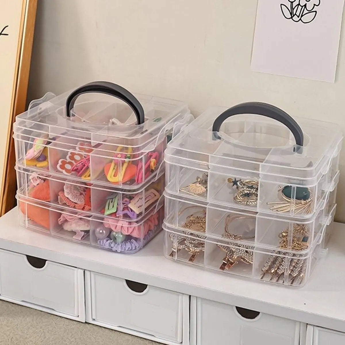 Stackable covered storage containers, jewelry, accessories, toys, sewing supplies, tape storage boxes, snap on tray containers Oasis Select