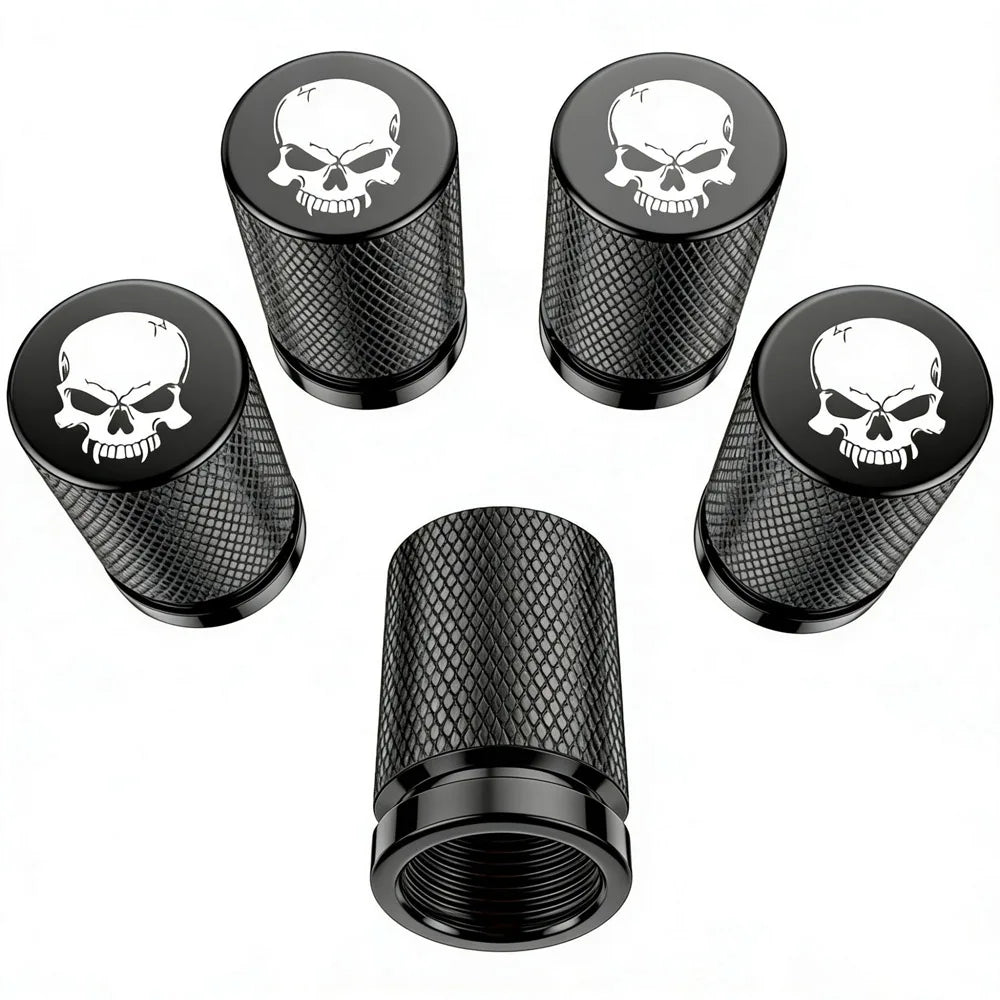 4Pcs Skull Style Tire Valve Stem Caps Aluminum Tire Valve Cap Set Universal Stem Covers for Cars Trucks Motorcycles Bikes Oasis Select