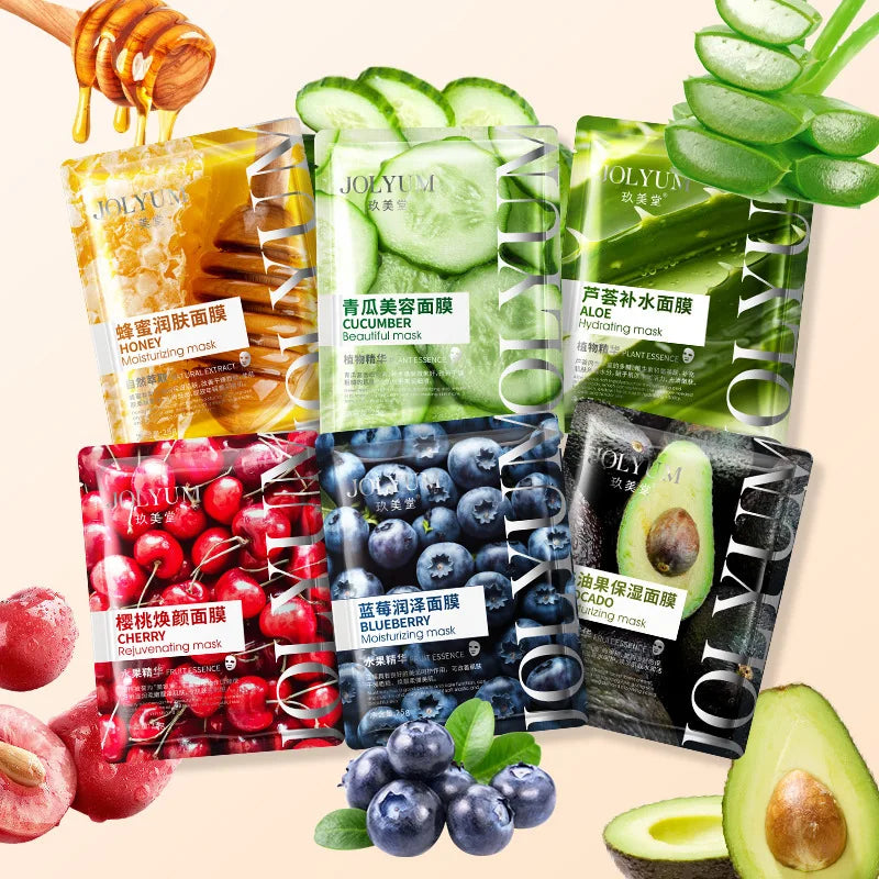 Fruit Face Sheet Masks 6-Pack – Hydrating & Anti-Aging Skincare Face Sheet Mask Oasis Select Each 1pcs