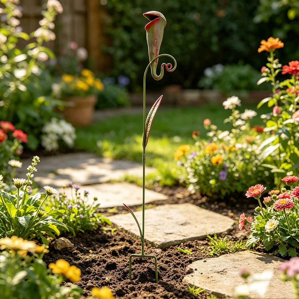 Metal Pitcher Plant Garden Stake – Whimsical Outdoor Yard Art