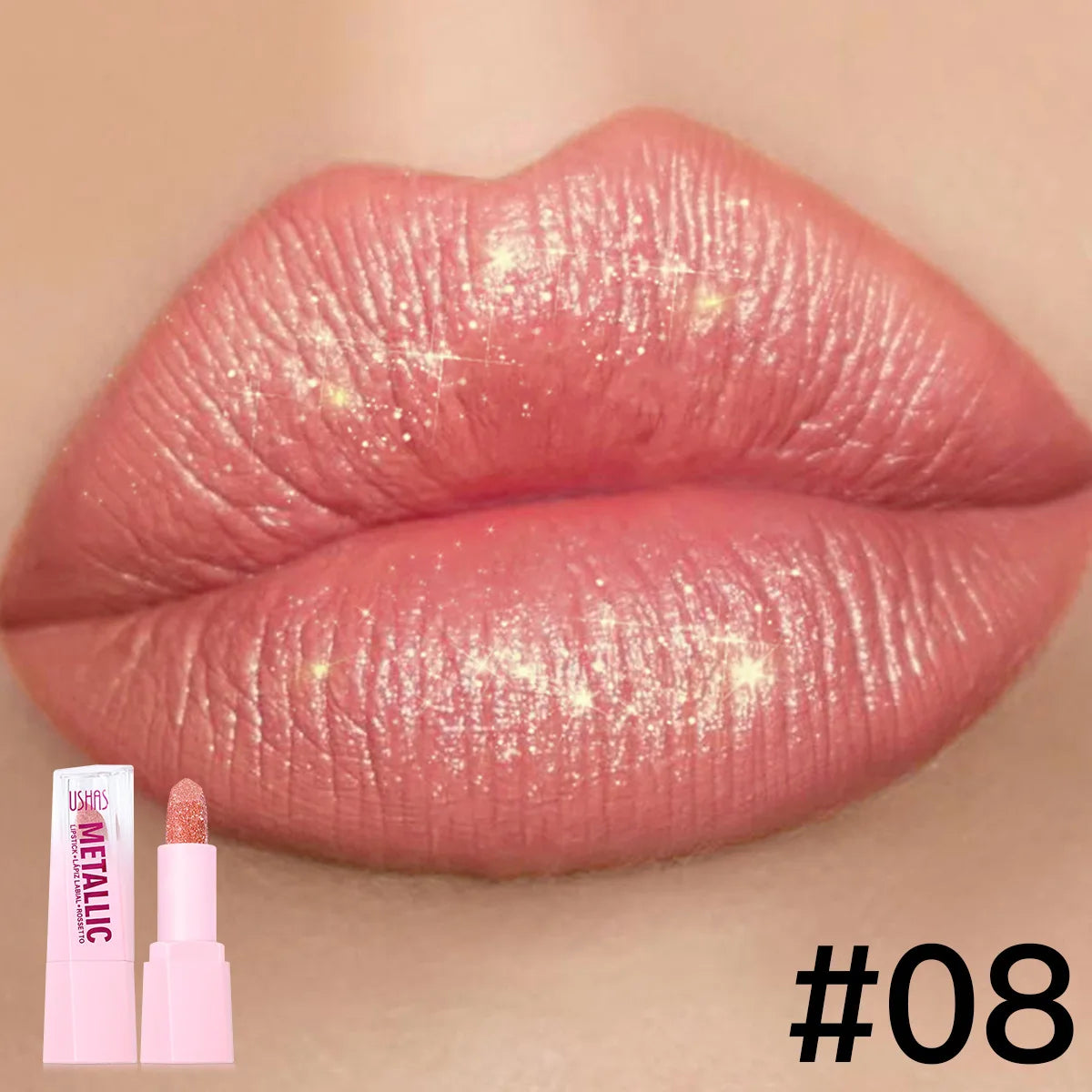 USHAS Pearlescent Matte Lipstick – Waterproof & Non-Stick