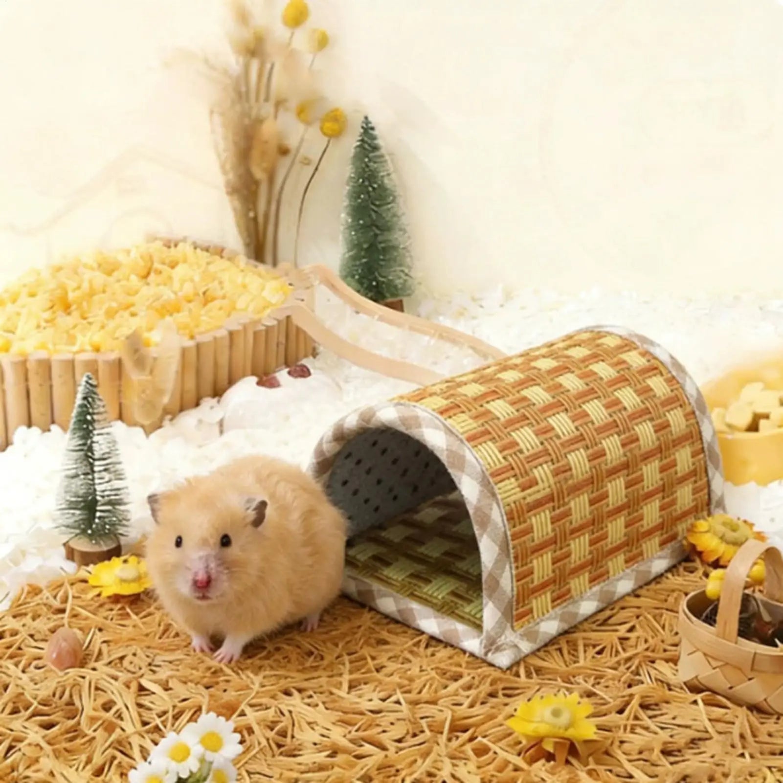 cooling Hamster Bed Breathable Wear Resistant Pet Cave Nest Weave Cooling Mat Hiding House Cage Hamster Habitat House Bed Oasis Select