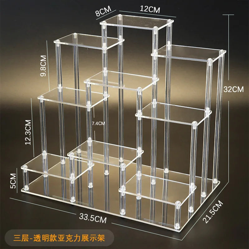 Acrylic Multi-Layer Tiered Display Rack & Storage Shelf