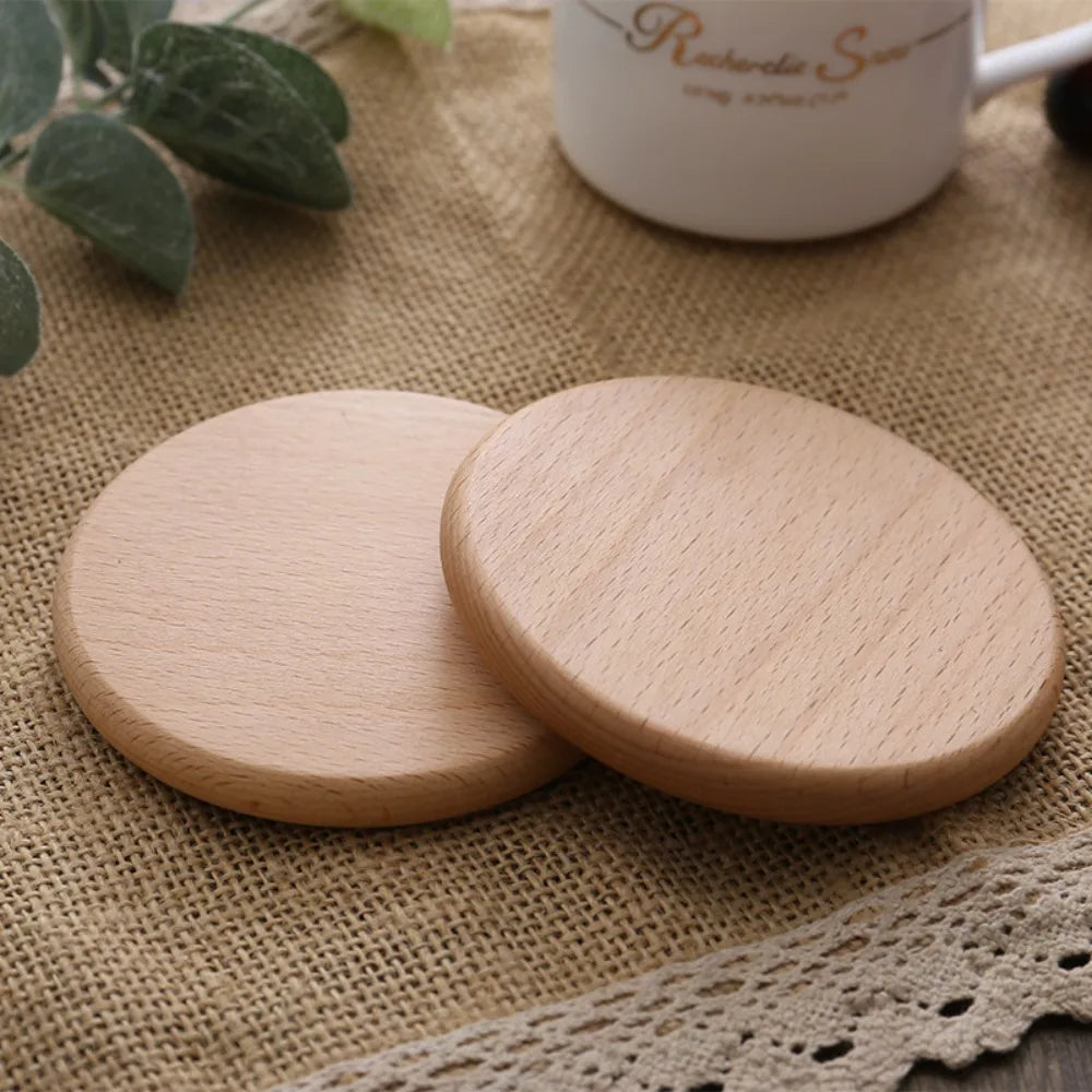 Wood Bamboo Coasters | Heat-Resistant Tea & Coffee Cup Mats