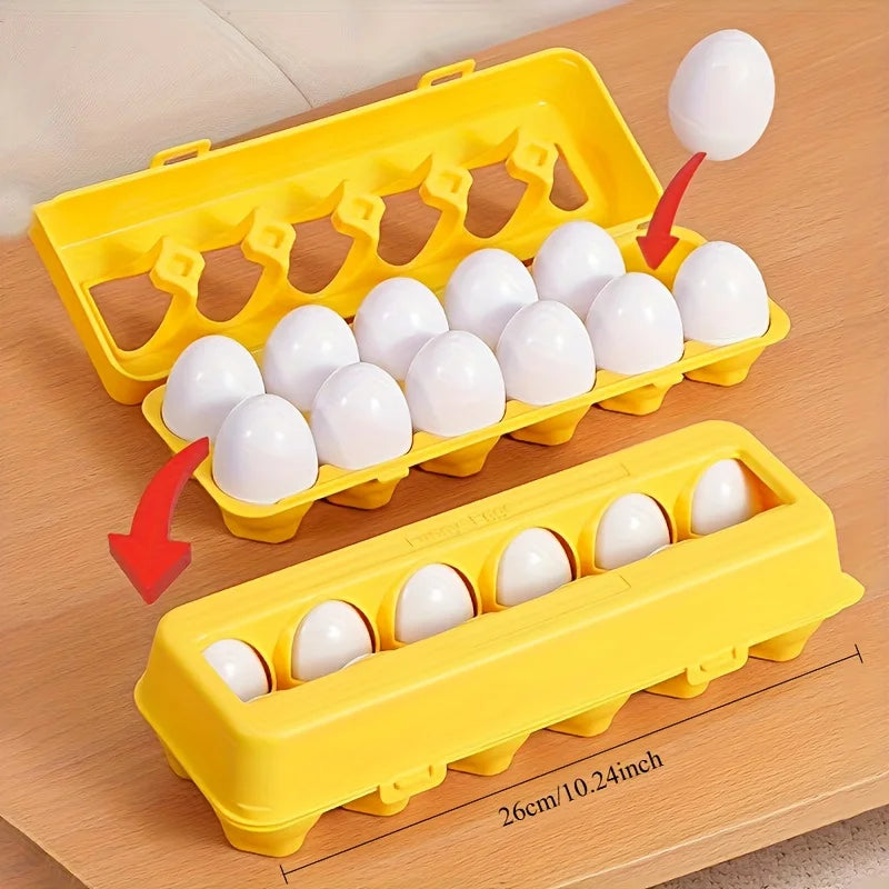 12/6pcs Color and Shape Matching Toys Simulated Egg Shapes with Storage Box - Geometric Shape & Color Learning Toy Set for Kids Oasis Select