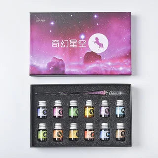 Starry Sky Glass Pen Set Signature Pen Crystal Student Dip Pen Glass Dip Pen Stationery Gift Pen Oasis Select 8