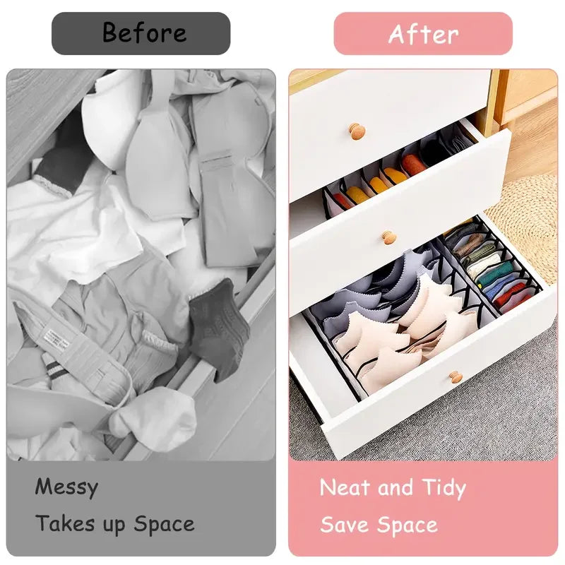 3pcs Foldable Underwear Underwear Socks Organizer With Dividers Clothes Storage Box Breathable Mesh Bag For Wardrobe Oasis Select