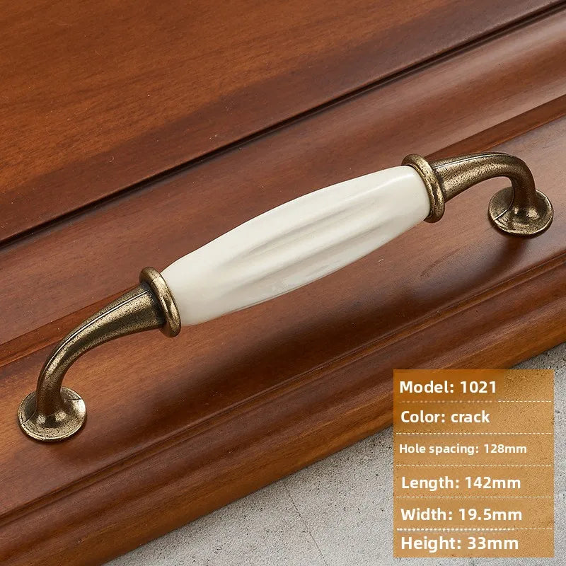 Antique Bronze Ceramic Zinc Alloy Cabinet Handles Drawer Knobs Morning Glory European Style Wardrobe Door Furniture Oasis Select 1021-128