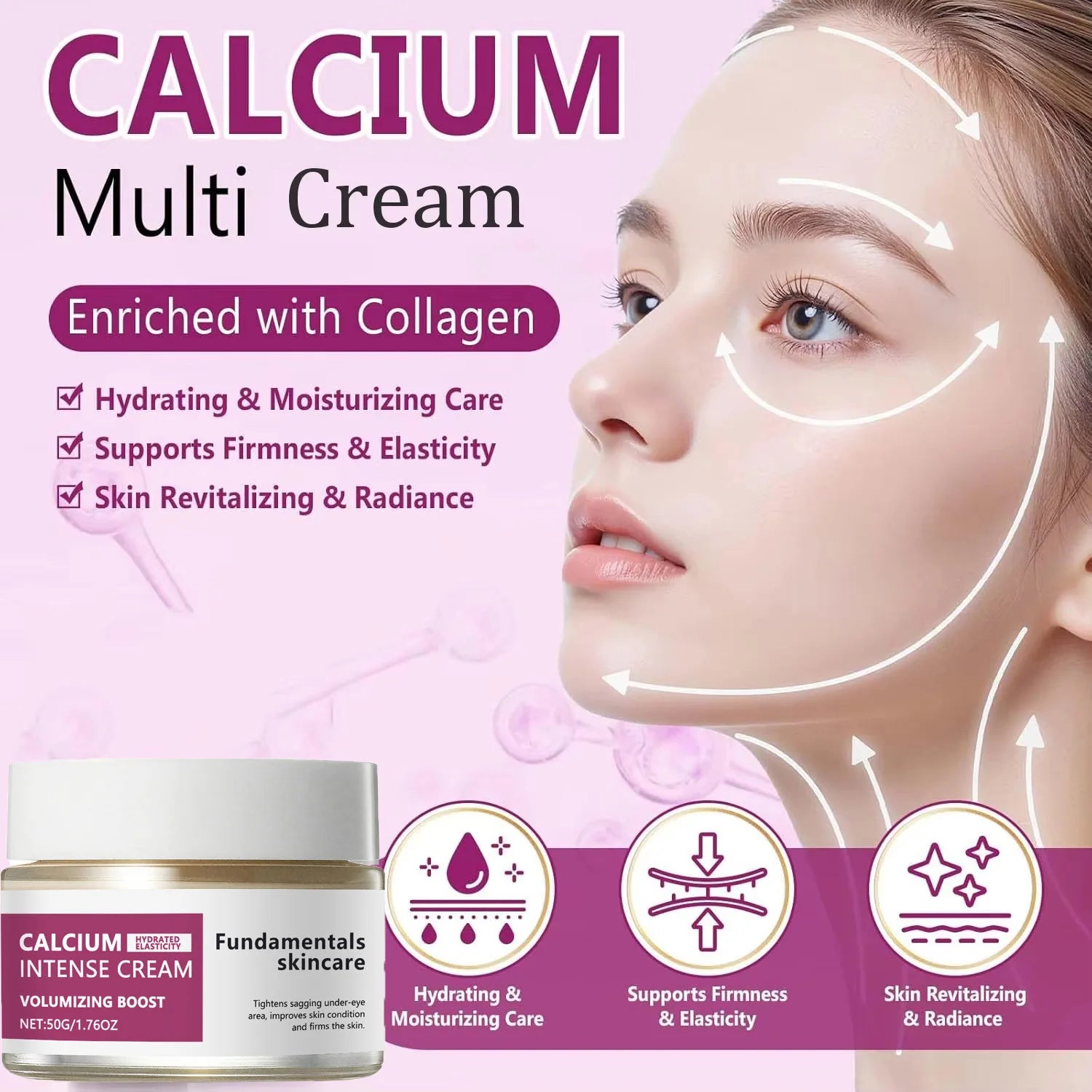 Calcium Intense Cream Tighten Skin Elasticity Enhance Moisturizing Facial Firming Improve Skin Sagging Nourishing Facial Lifting Oasis Select