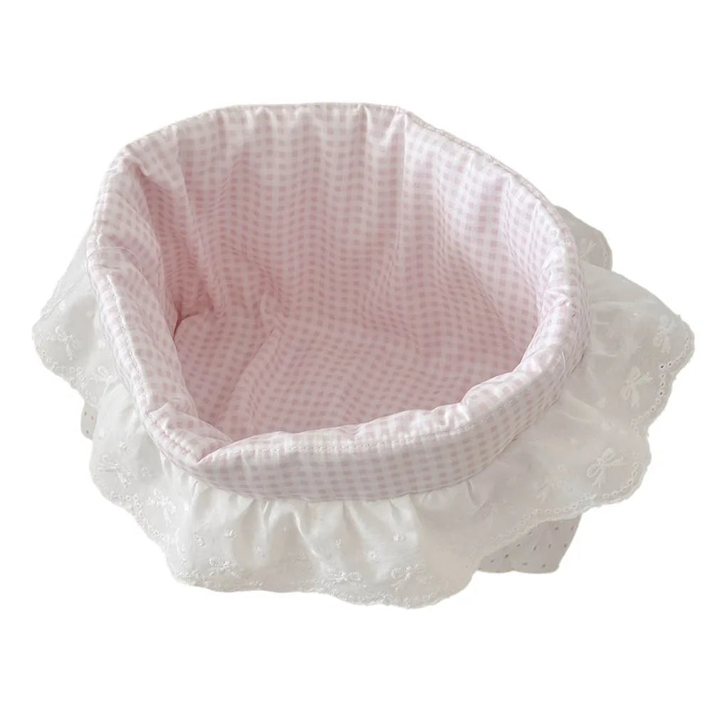 Quilted Cotton Foldable Oval Storage Basket – Pink Dots Organizer