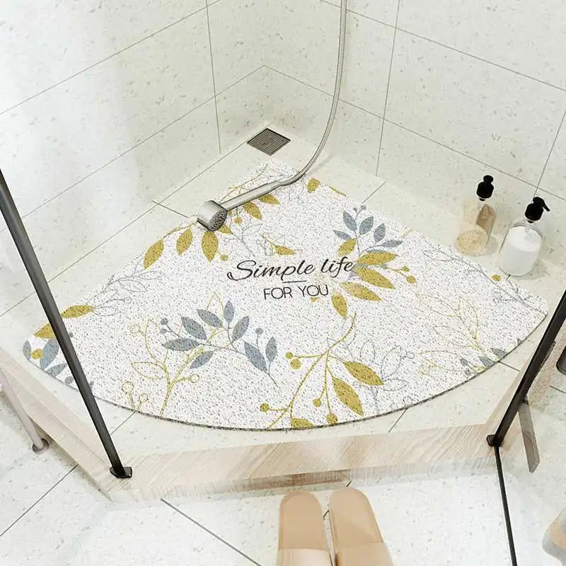 Cartoon fan-shaped shower room anti-slip mat bathroom floor mat bathroom bath anti-slip mat curved wire ring foot mat Oasis Select 12 54x54cm