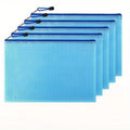 5pcs Thickened A4 file bag with zipper, PVC transparent mesh, large capacity student stationery, office supplies, data file bag Oasis Select Blue