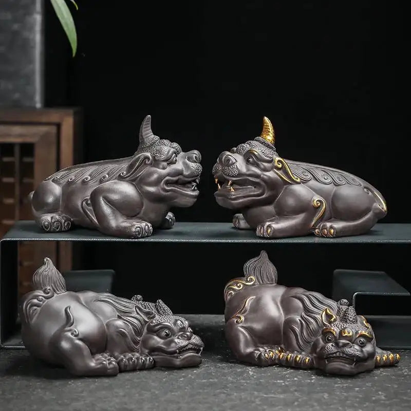 New Large Ceramic Kung Fu Tea Set Decoration Purple Clay Tea Pet Decoration Boutique Purple Clay Pixiu Tea Play Can Raise Tea Oasis Select