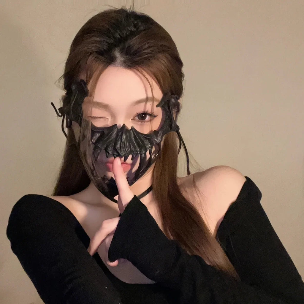 Neo-Gothic Style Halloween Half Face Mask Mesh Mask Popular Ornaments for Men Women Fancy Dress Ball Secondary Yuan Oasis Select A2