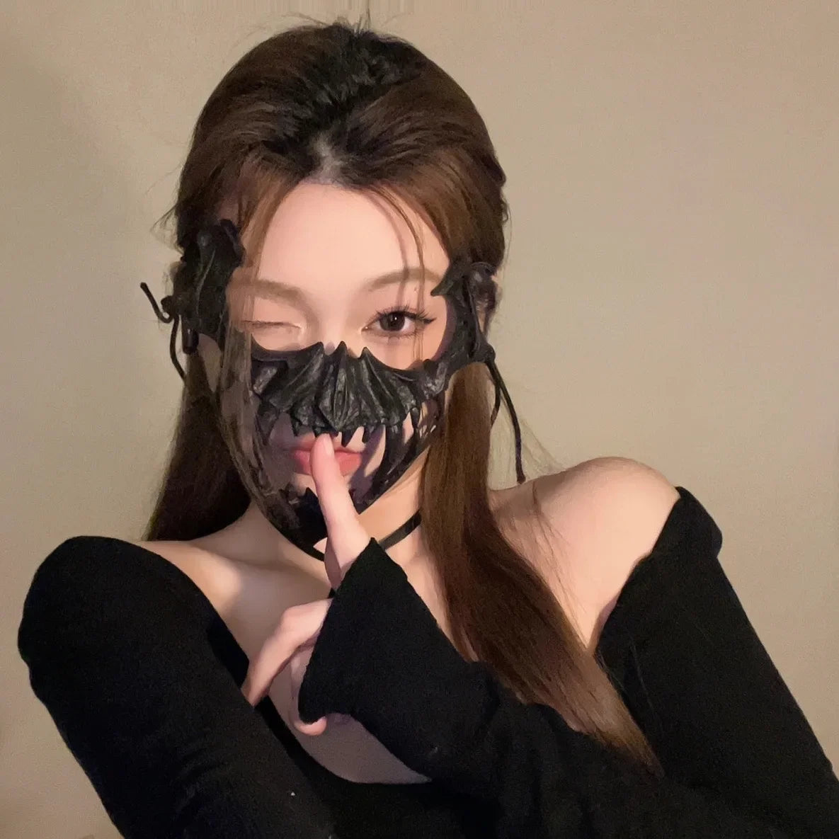 Neo-Gothic Style Halloween Half Face Mask Mesh Mask Popular Ornaments for Men Women Fancy Dress Ball Secondary Yuan Oasis Select A2