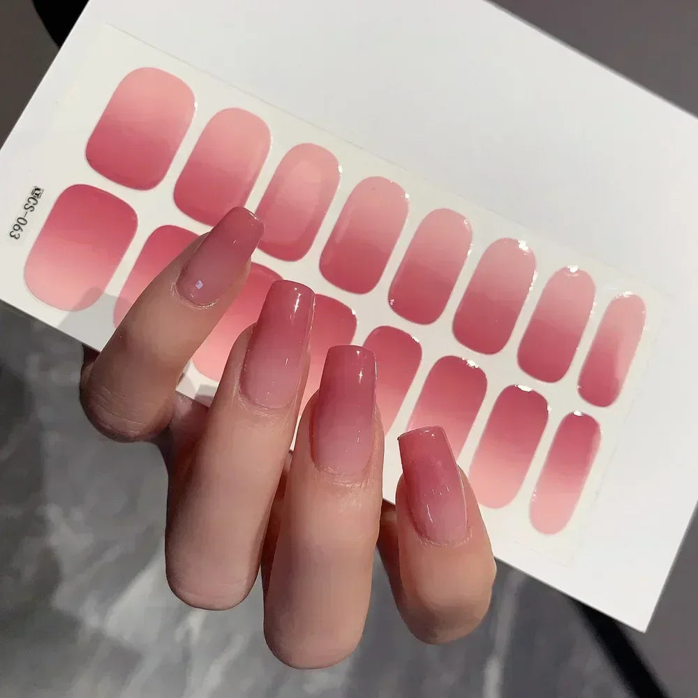 2025 Semi-cured Gel Nail Stickers Solid Color Nail Semi-baked Tips Full UV Nail Need Decals Paste Lamp N0R7 Oasis Select CS-63