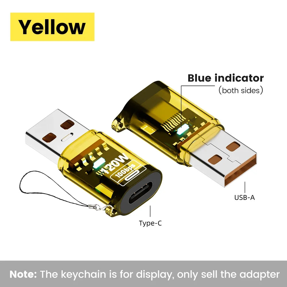 USB-A to Type-C Adapter – 120W Fast Charging & 10Gbps USB-C Adapter Oasis Select Yellow-USB to Type C