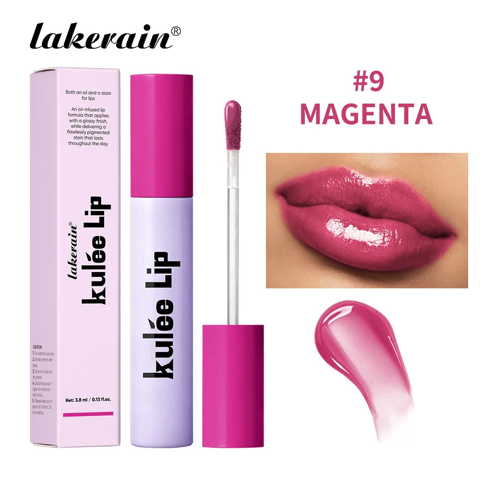 Lakerain Kulfée Lip Oil Long-lasting Moisturizing 9 Color Lip Gloss Non-Sticky Smooth Glide Deep Hydrating Lips Beauty Makeup Oasis Select Magenta
