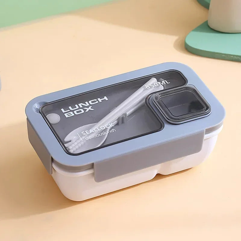 850ml/1100ml Lunch Box Microwave Portable Bento Boxes with Tableware for Kids School Leakproof 4 Grid Food Snack Containers Oasis Select Grey-850ML