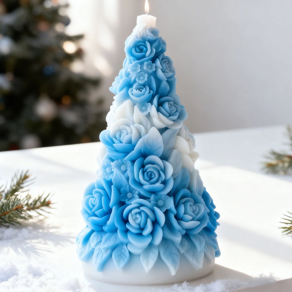 Rose Christmas Tree Candle Silicone Mold DIY Rose Aromatherapy Gypsum Resin Mold Christmas Tree Craft Decor Mold Oasis Select