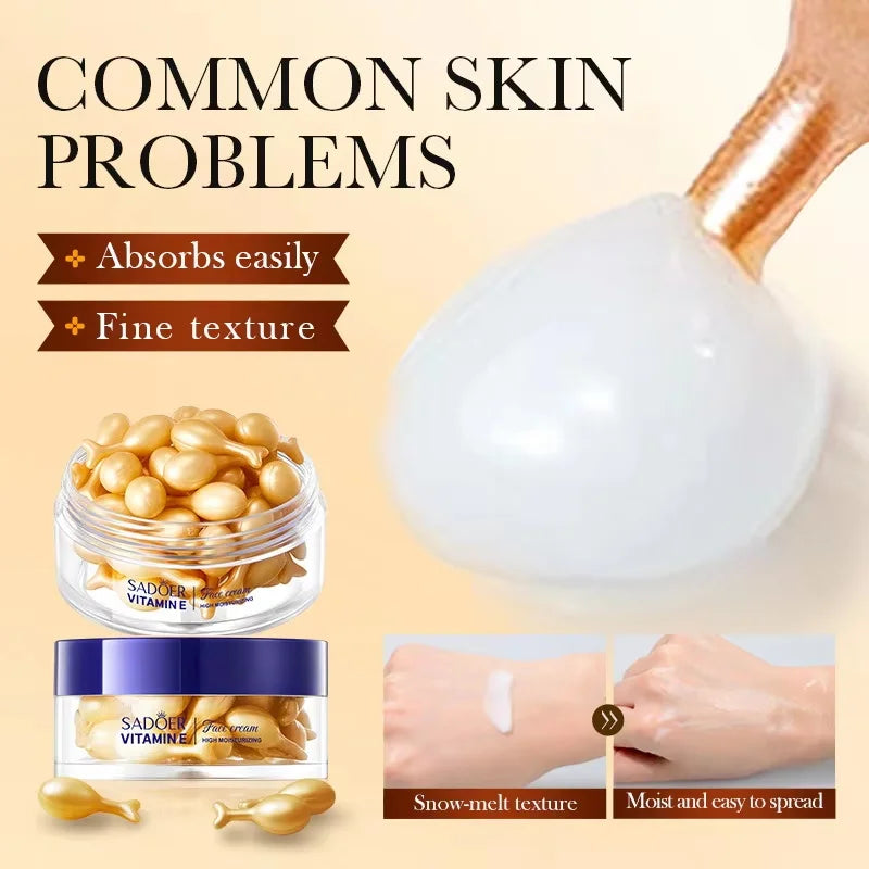 SADOER Vitamin E Face Serum Capsules – Brighten & Firm 30pc Face Serum Capsules Oasis Select