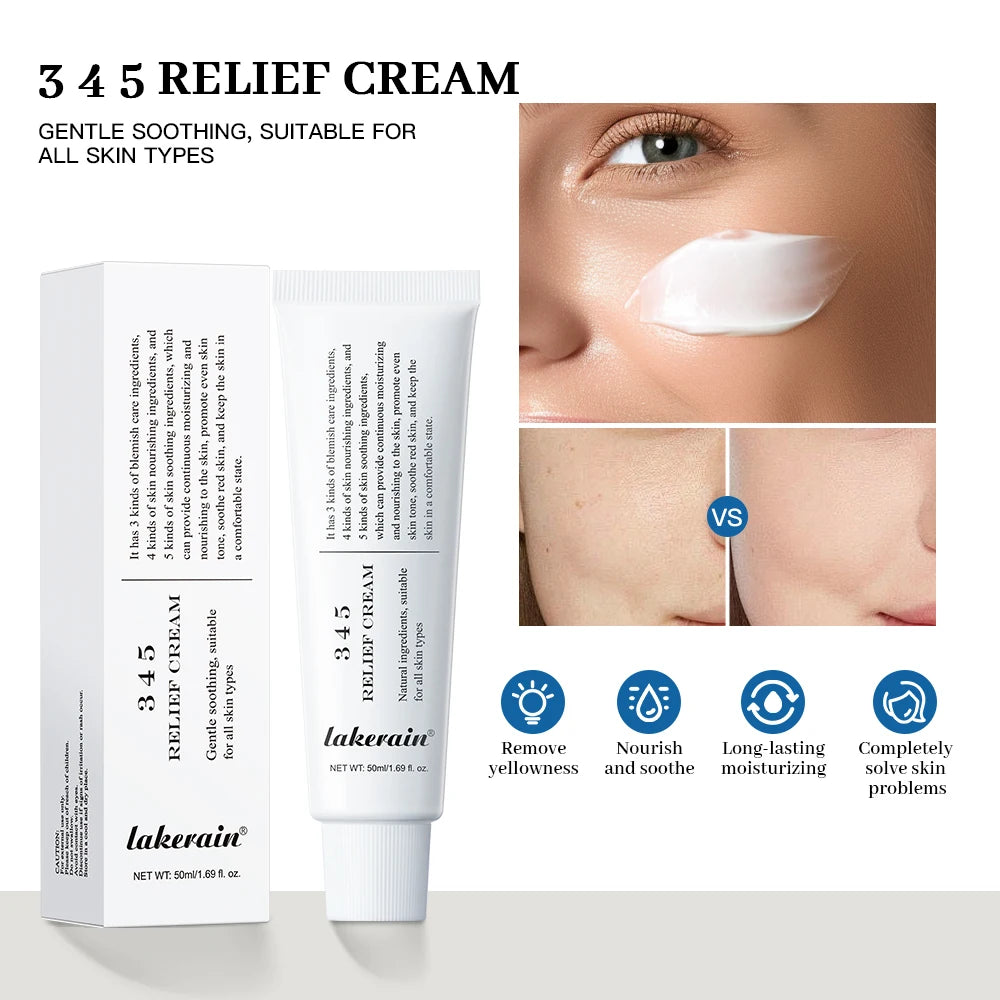 345 Relief Cream Comprehensive solution to skin problems Anti-sugar and antioxidant Brightening skin Improving acne marks Moistu Oasis Select