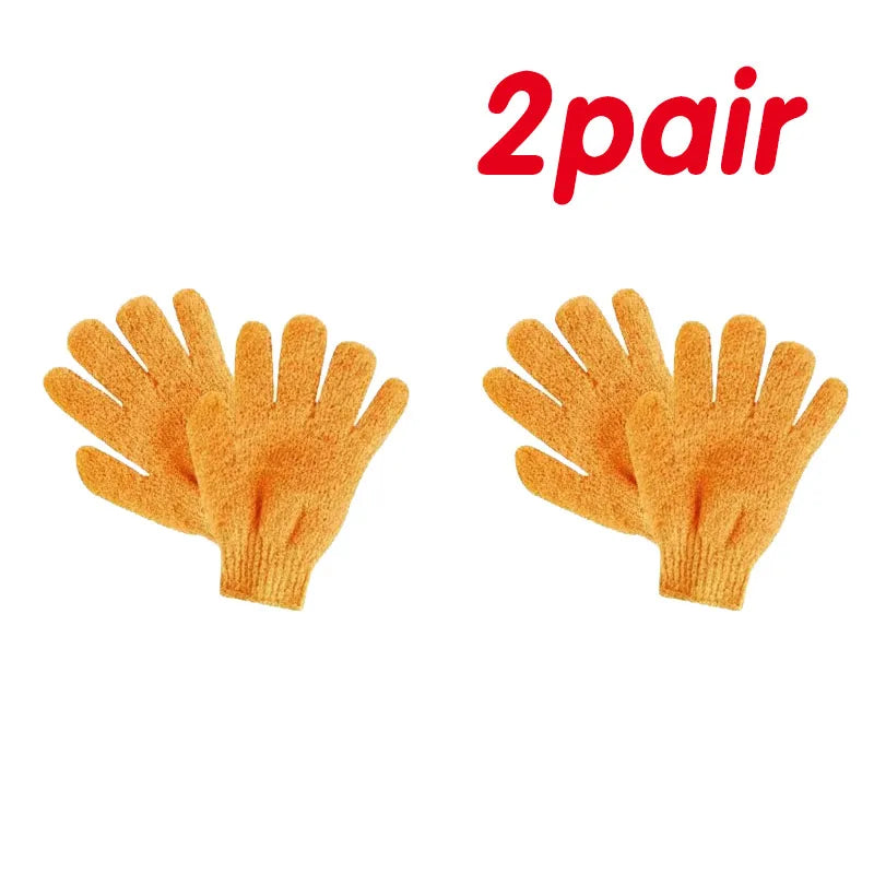 1/2pair Five Fingers Bath Gloves Household Shower Scrub Body Wash Children Home Supply Elastic Wipe Back Bathing Cleaning Gloves Oasis Select 2pairs orange