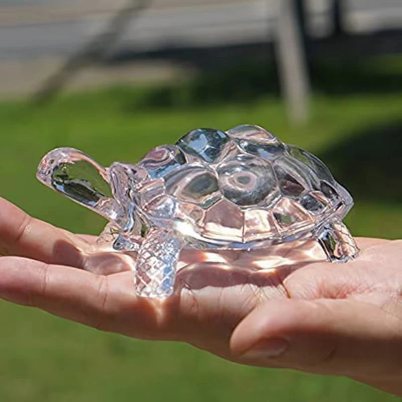 Crystal Turtle Statue | Lucky Feng Shui Glass Ornament Decor