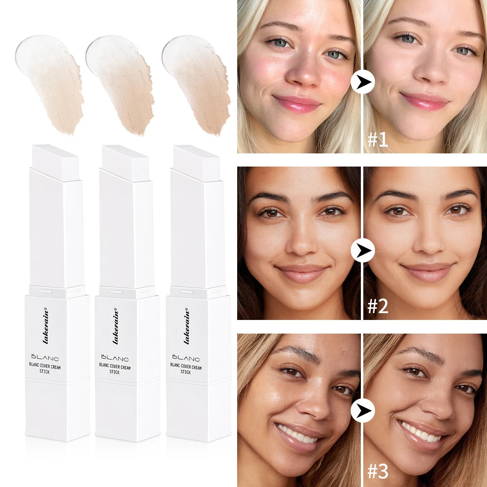 Blanc Cover Cream Stick Changing Foundation Stick Color Changing Foundation with Detachable Brush Hight Coverage Base Makeup Oasis Select