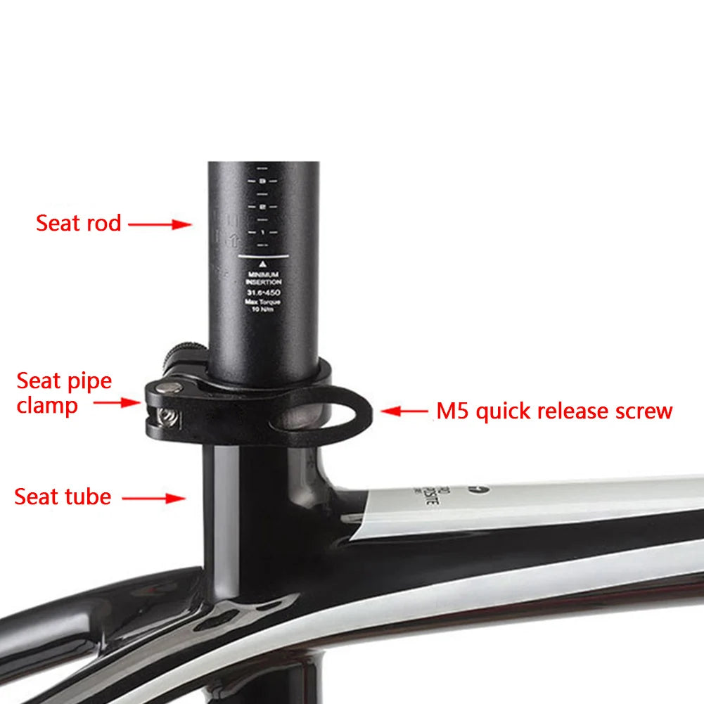 M5x45mm Mountain Bike Seat Post Aluminum Quick Release Screw Tube Clamp Lightweight Adjustable Seat Height Bicycle Parts Tools Oasis Select