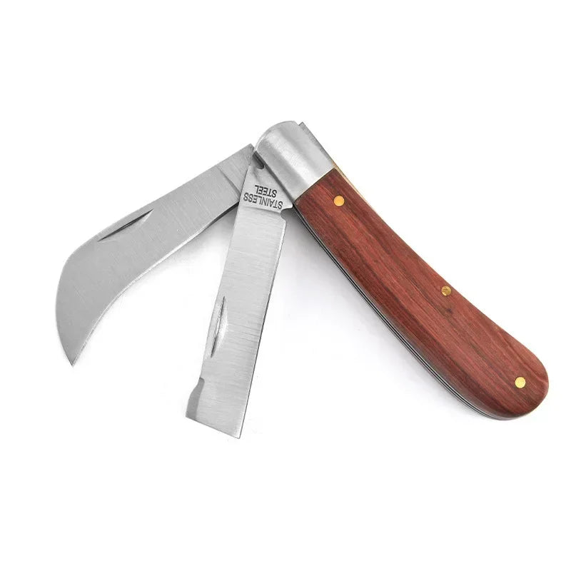 Folding Grafting Knife Grafting Tools Grafting Pruning Knife Professional Garden Fruit Tree Grafting Cutter Wooden Handle Knife Oasis Select C