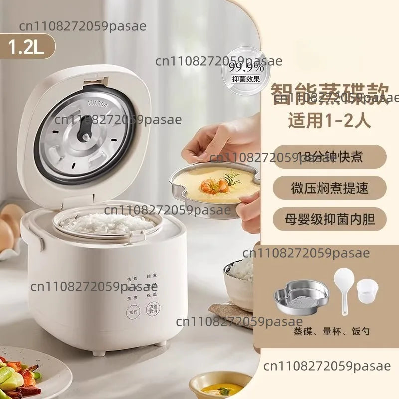 Mini Smart Rice Cooker 1.2L–2.0L with Steamer | 1–3 Persons
