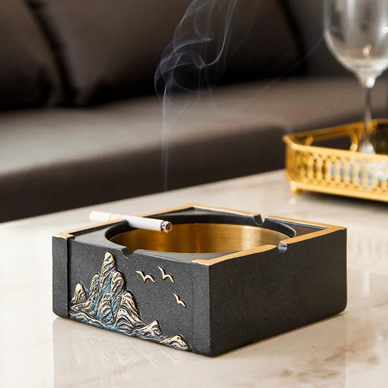 New Chinese Style Ashtray Zen Inspired Creative Personality Trendy Home Living Room Coffee Table Niche High-end Decoration Oasis Select