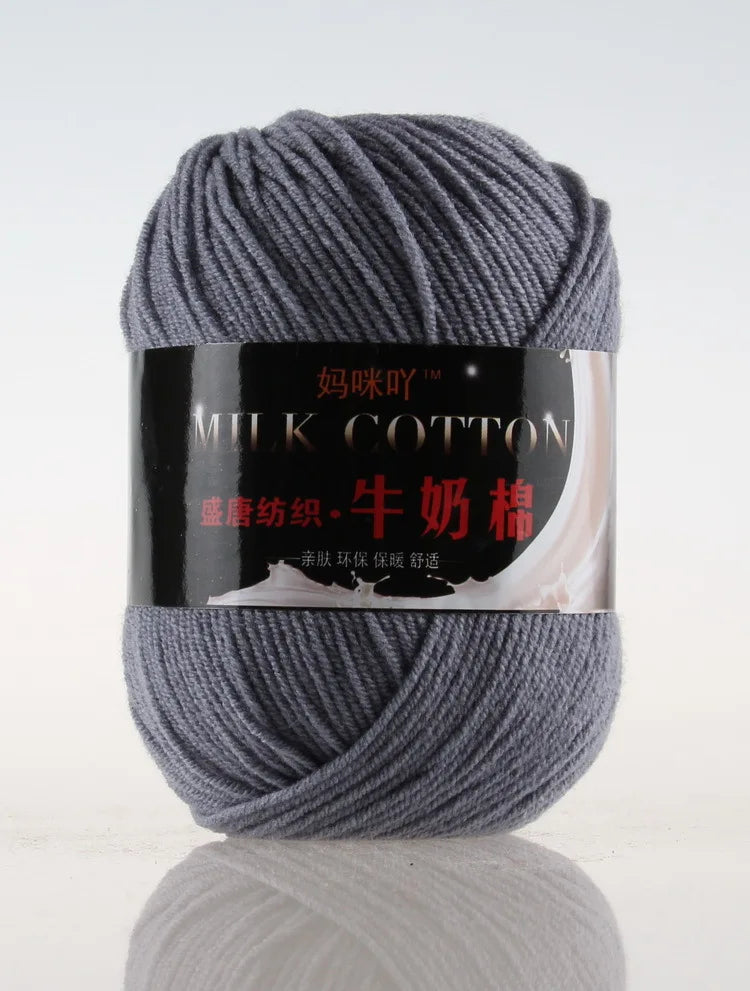DIY Three Strands Graded Section Dyed Wool Medium Fine Cotton Thread Hand Crochet Doll Milk Cotton Thread Crochet Yarn Oasis Select Dark gray
