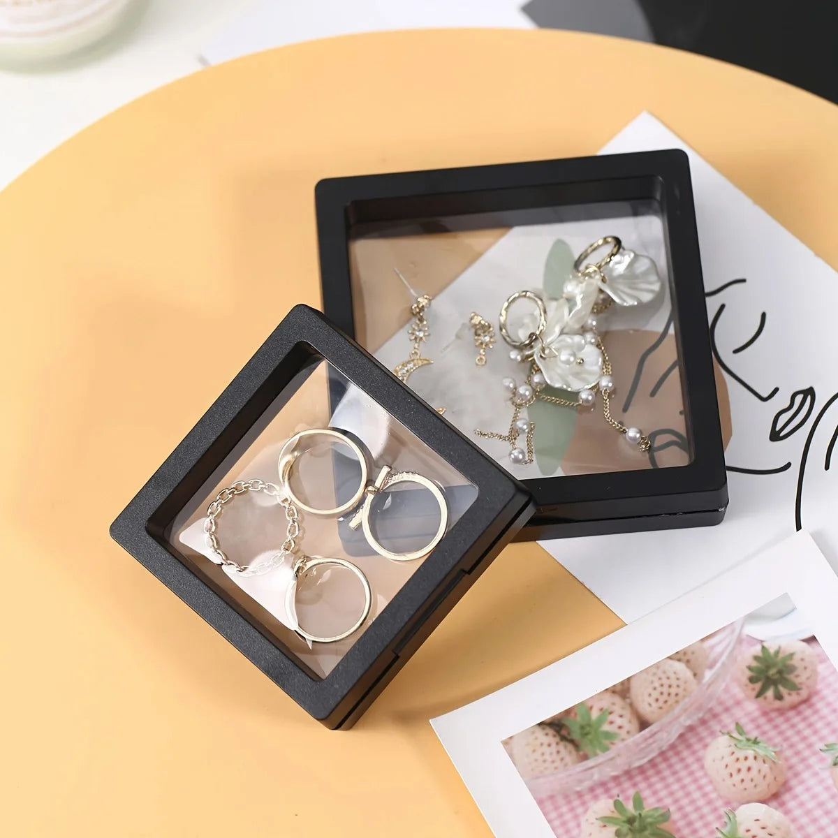10pcs,Transparent floating display box, plastic film jewelry packaging box, jewelry, necklace, ring, and collectible storage box Oasis Select
