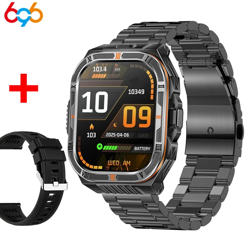 Waterproof Smartwatch Men 1100mAh Battery LED Flashlight BT Call Outdoor Smart Watches Health Monitor 100+ Sports Mode Compass Oasis Select BKBKS a BK3M