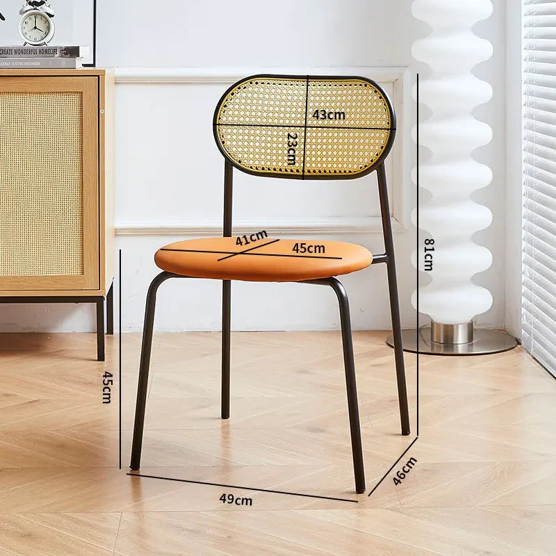 Household rattan dining chair B & B Hotel Cafe Rattan chair Internet celebrity back chair Milk tea shop Leisure rattan chair Oasis Select Mihuangteng-A