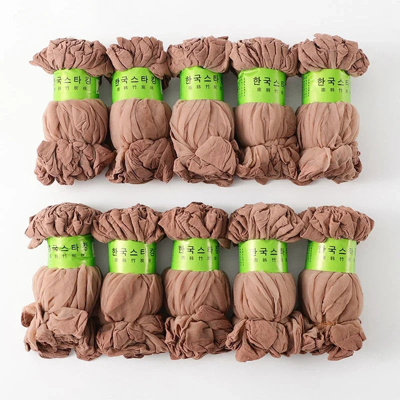 10/20/30Pairs Transparent Summer Socks Ultrathin Women Nylon Ladies Female Short Ankle Meias Elastic Crystal Spring Silk Sox Oasis Select 10pairs Coffee
