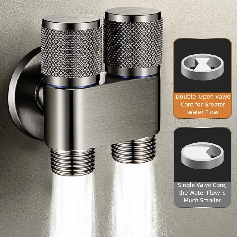 G1/2 1 In Two Out Double Control Washing Machine Faucet Toilet Triangle Valve Kitchen badSink Bathroom Basin Faucet Accessories Oasis Select