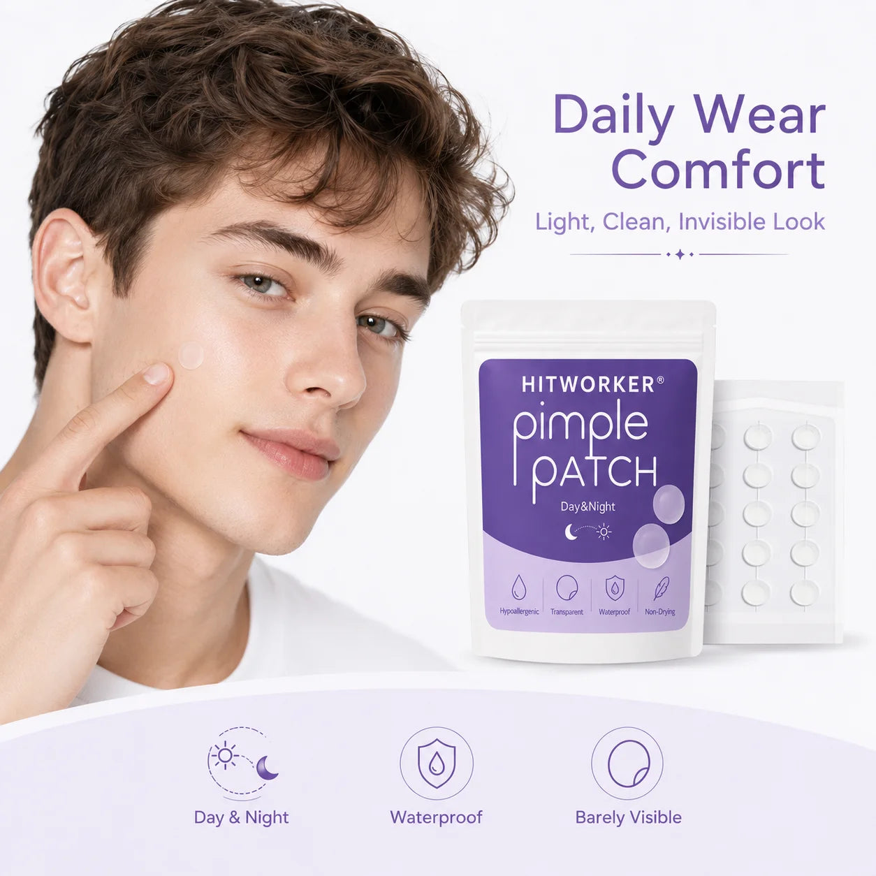 15/30/45Pcs hydrogel shaped acne patches - alcohol free, non irritating acne patches for men and women, suitable for all skin t Oasis Select